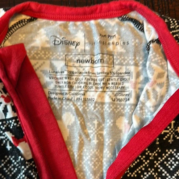 Little Sleepies Red and Black Footie One Piece with Festive Pattern - Picture 2 of 3